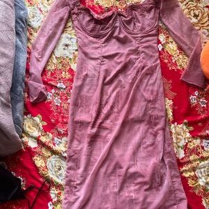 House of CB Dusty Pink Long Sleeve Dress